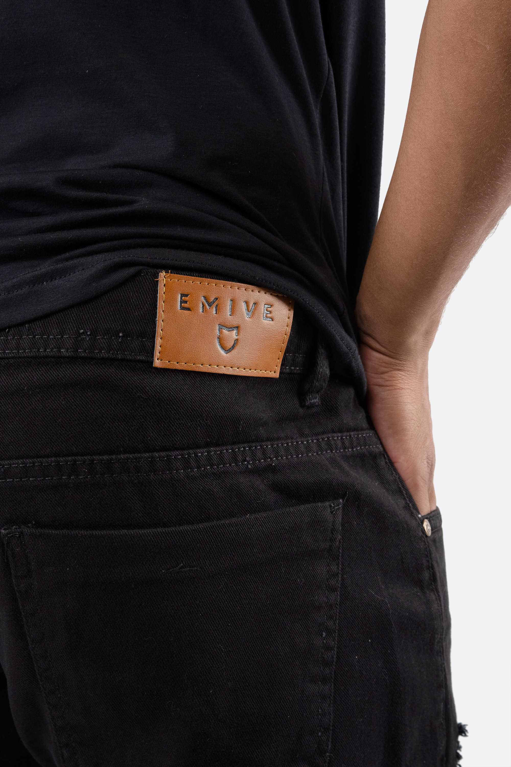 Bermuda Emive Jeans Destroyed Preto