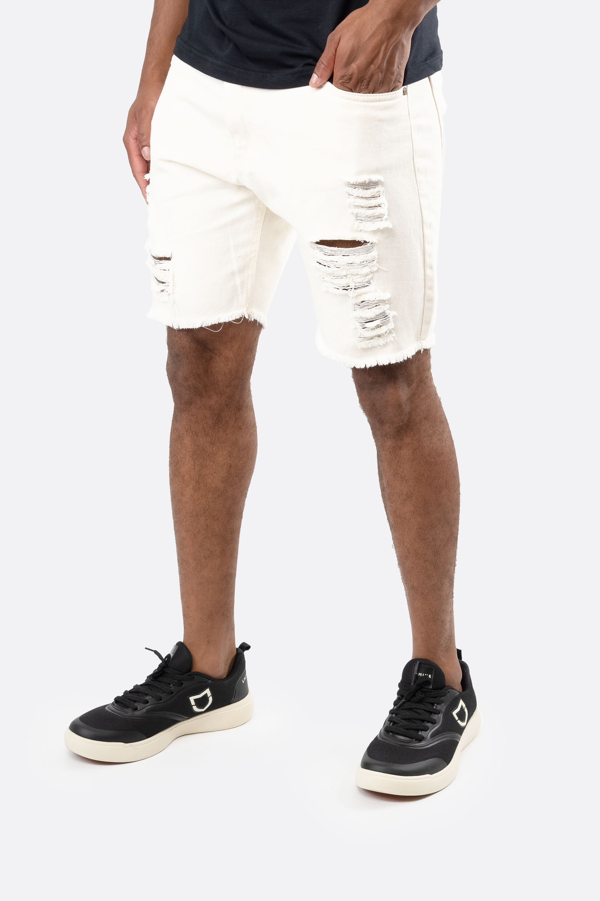 Bermuda Emive Jeans Destroyed Off White