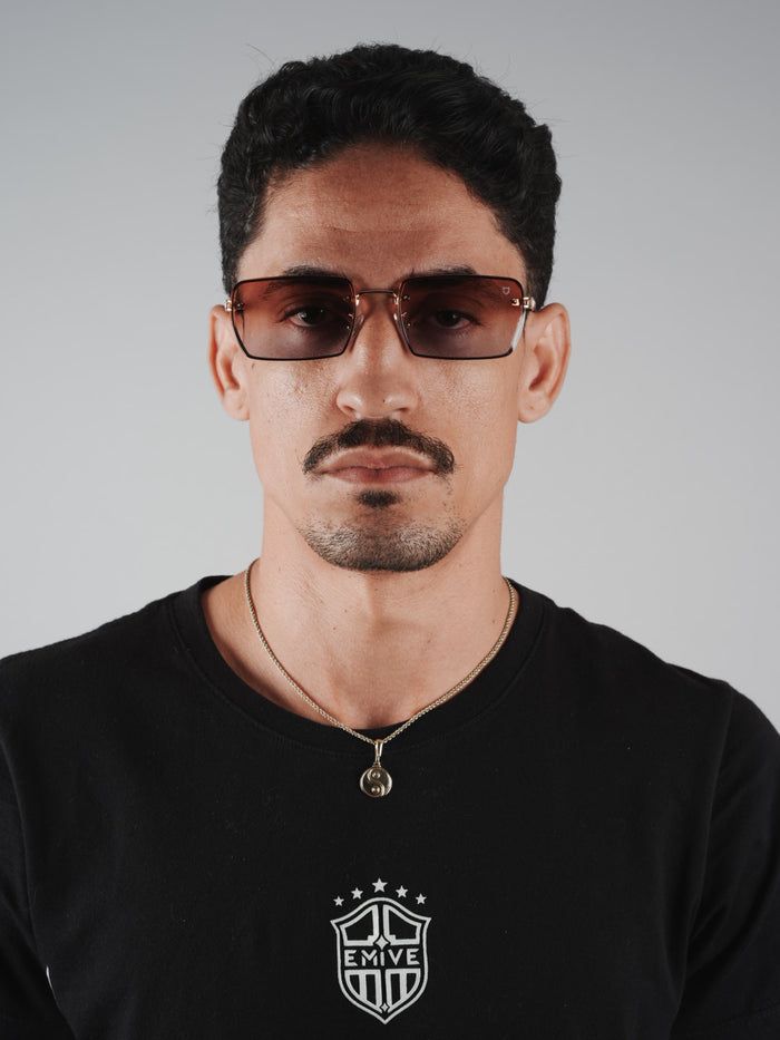 Óculos Escuro Emive Shark - Dourado / Marrom degradê - frente