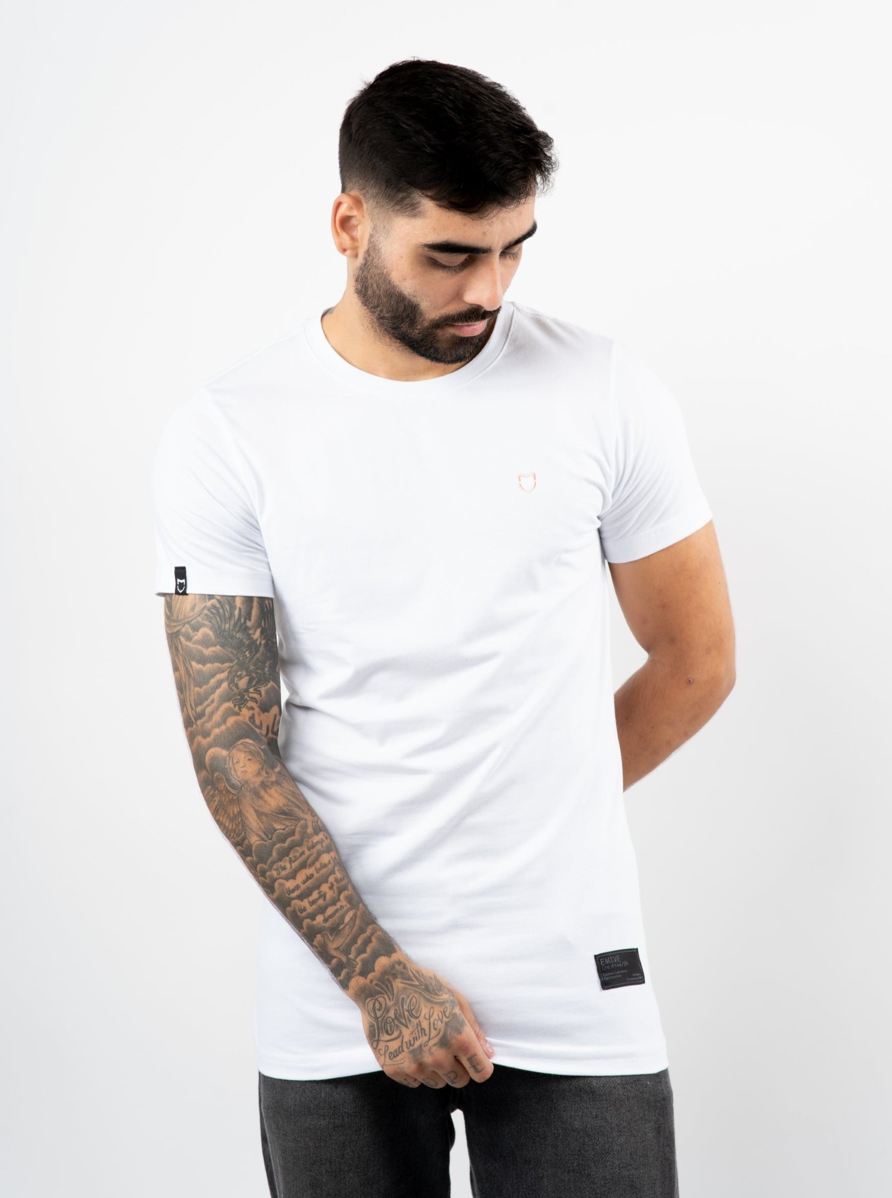 Camiseta Emive Long Bicolor Branco