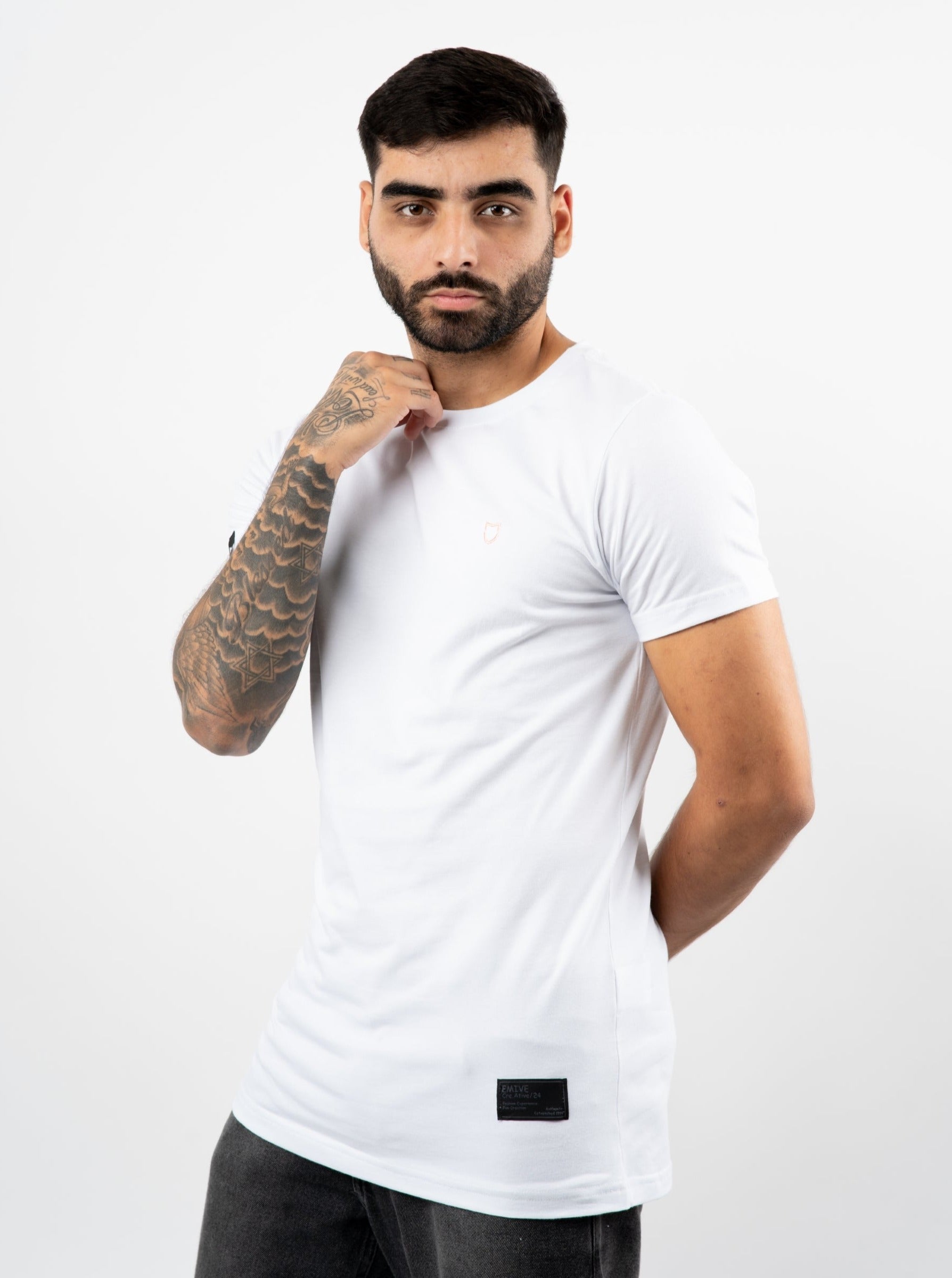 Camiseta Emive Long Bicolor Branco