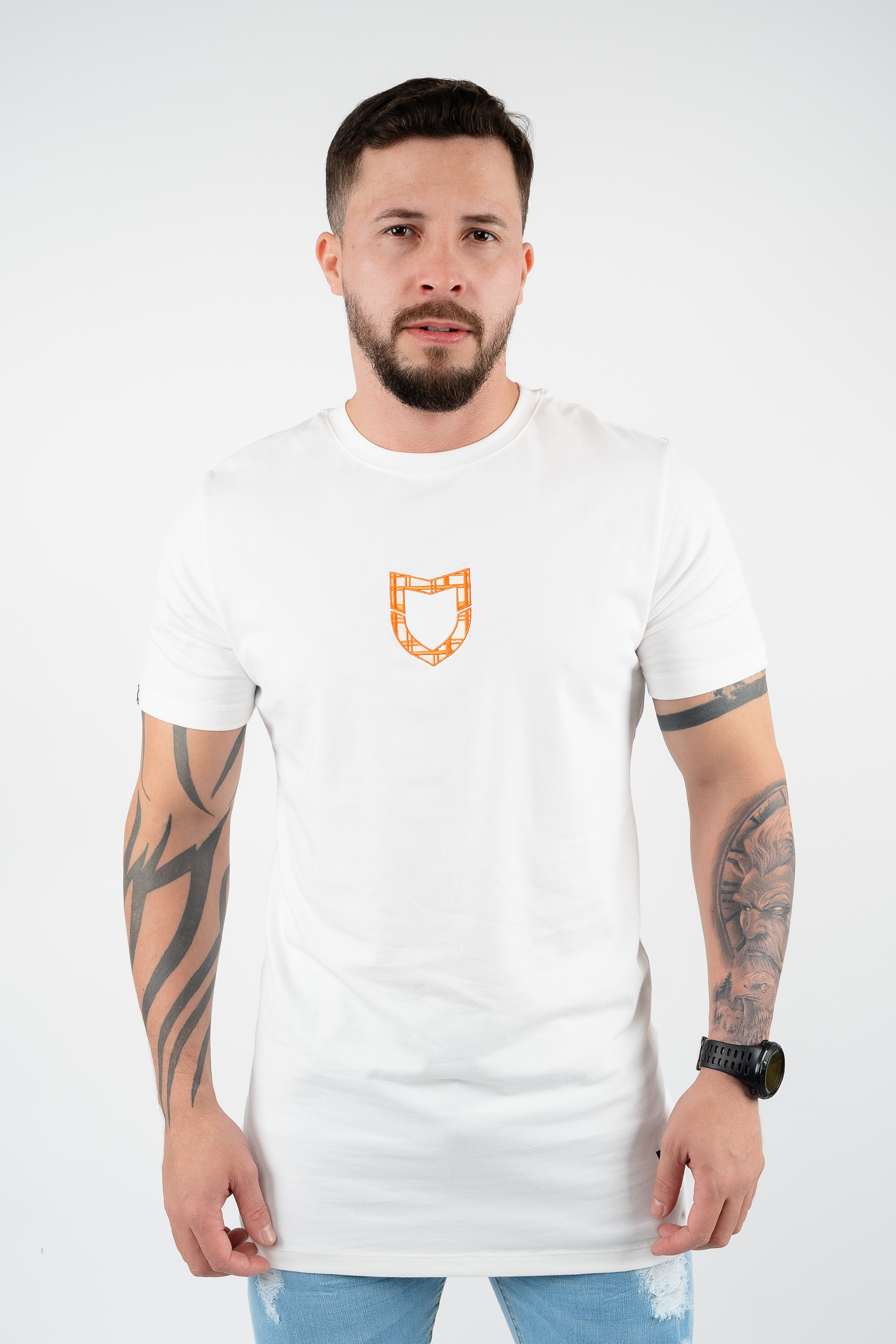 Camiseta Emive Long Escudo Off White