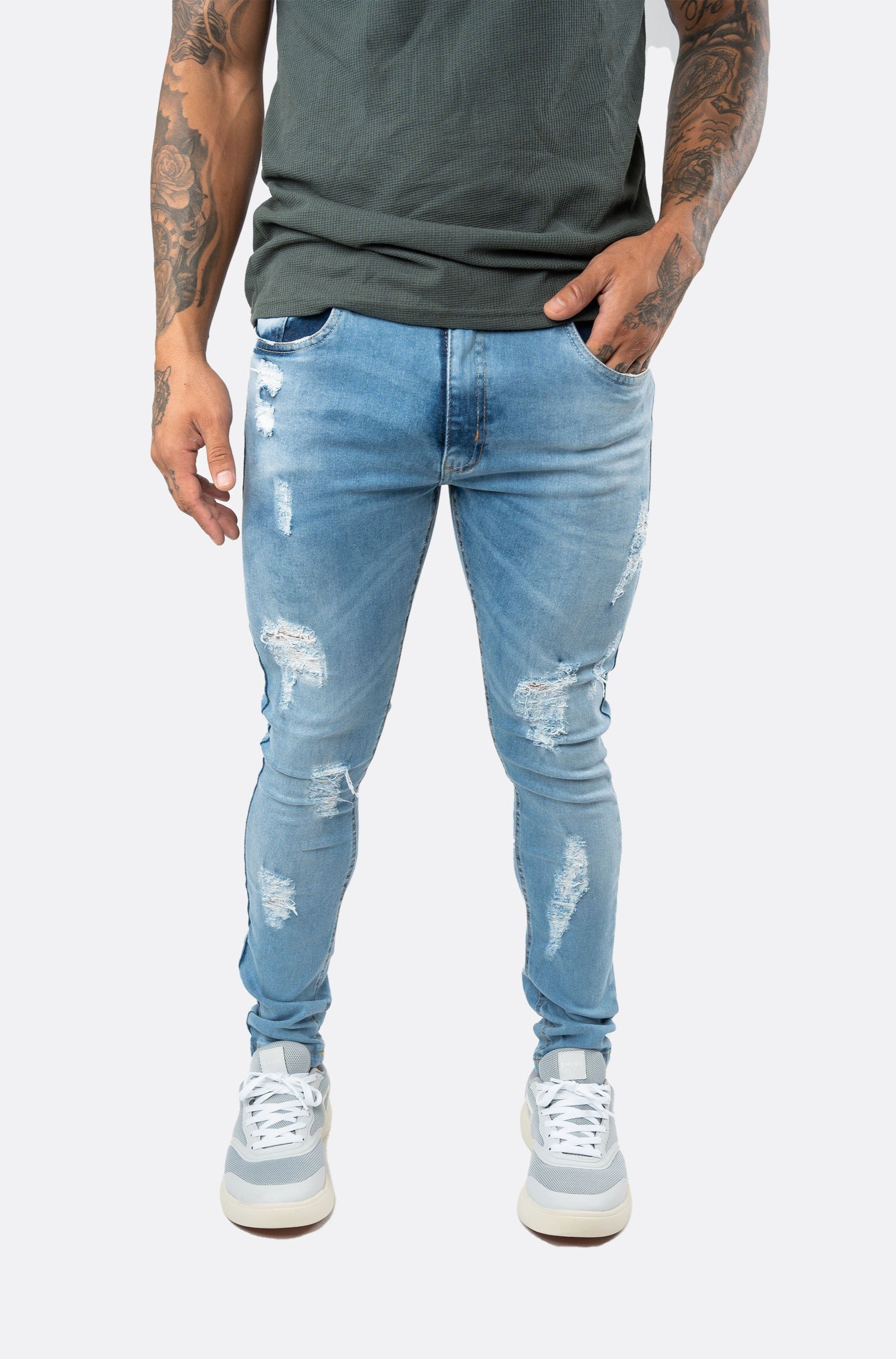 Calça Jeans Emive Skinny Destroyed Azul