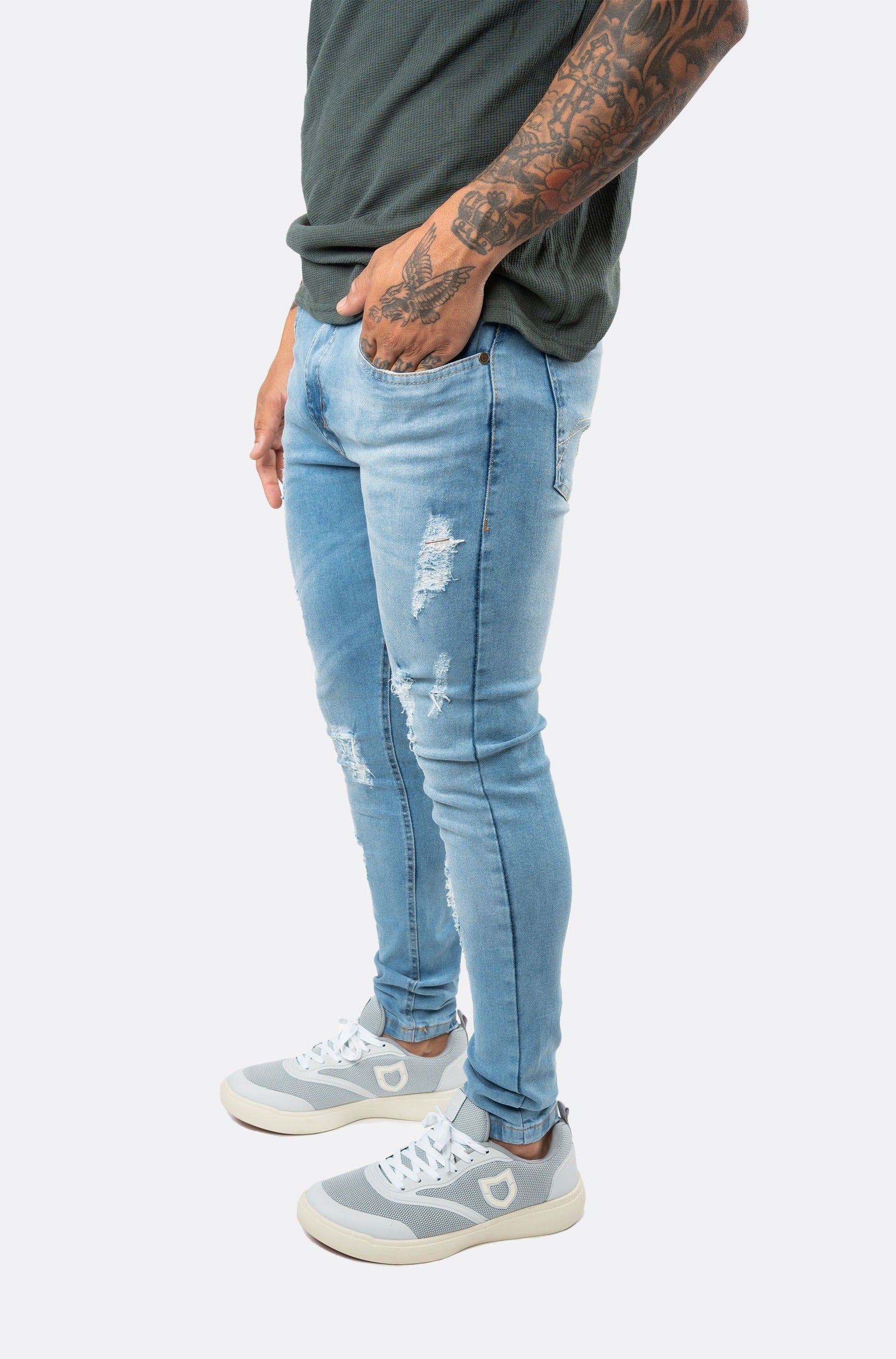 Calça Jeans Emive Skinny Destroyed Azul