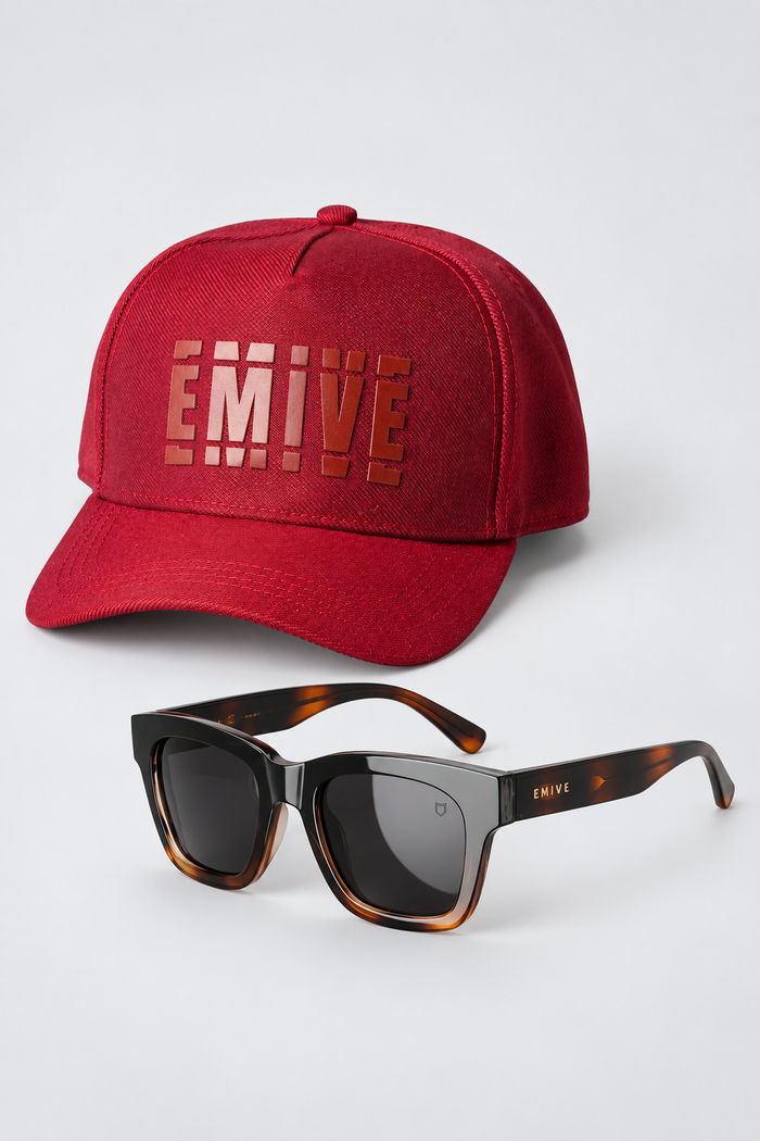 Kit Boné Emive Snapback Bug Vinho + Óculos Monkey Tartaruga