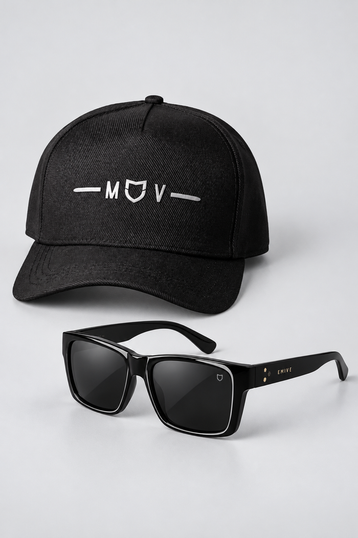 Kit Boné Emive Snapback Risk Preto + Óculos Cameleon Preto / Lente escura