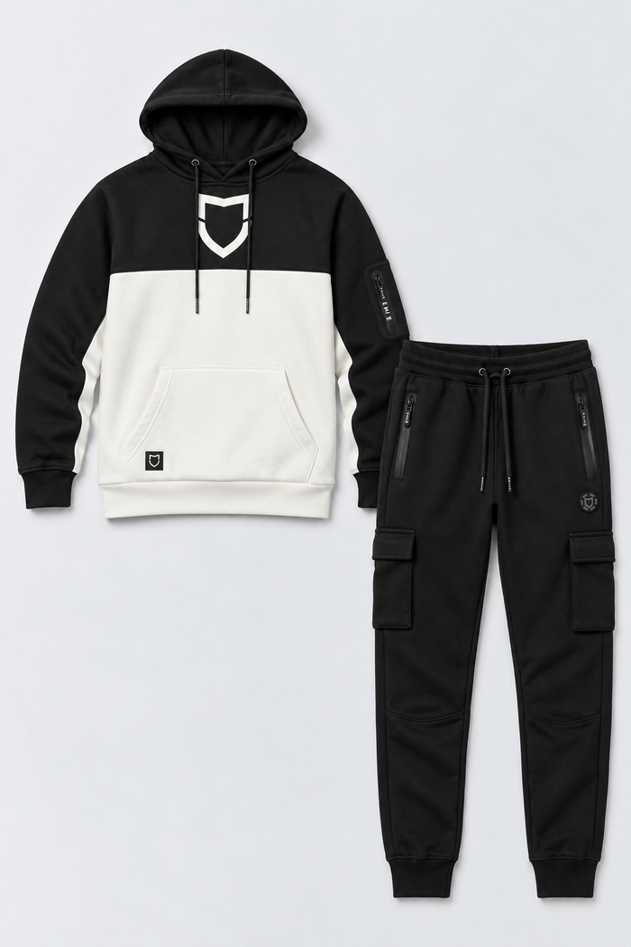 Kit Moletom Emive Canguru Brasão + Calça Pockets Preto
