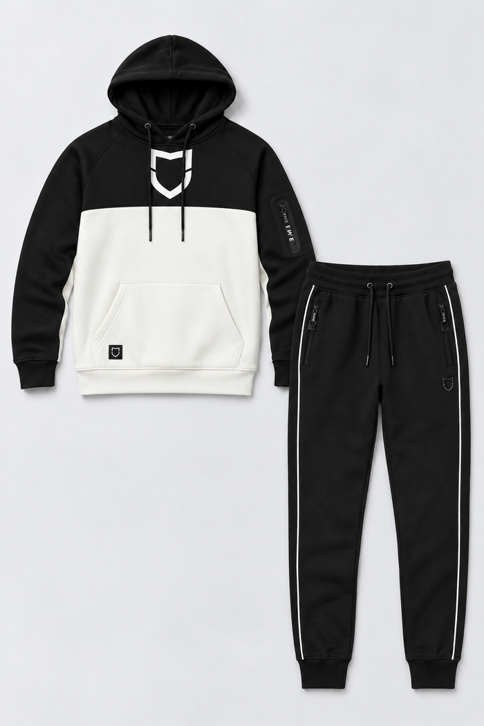 Kit Moletom Emive Canguru Brasão + Calça Slimcut Preto