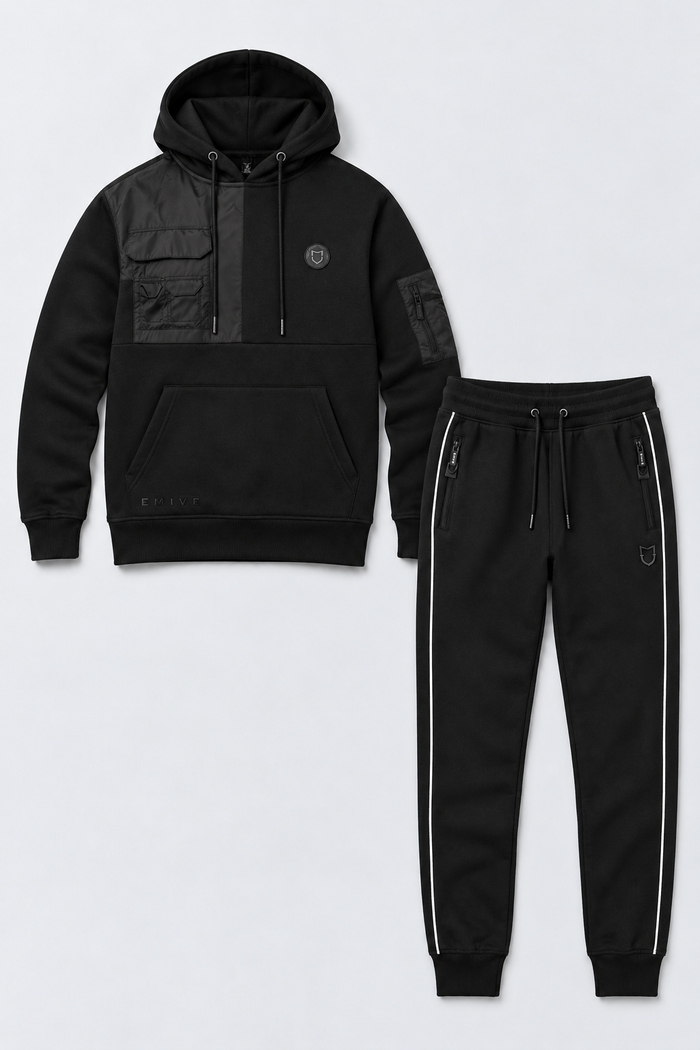 Kit Moletom Emive Canguru Pocket + Calça Slimcut Preto