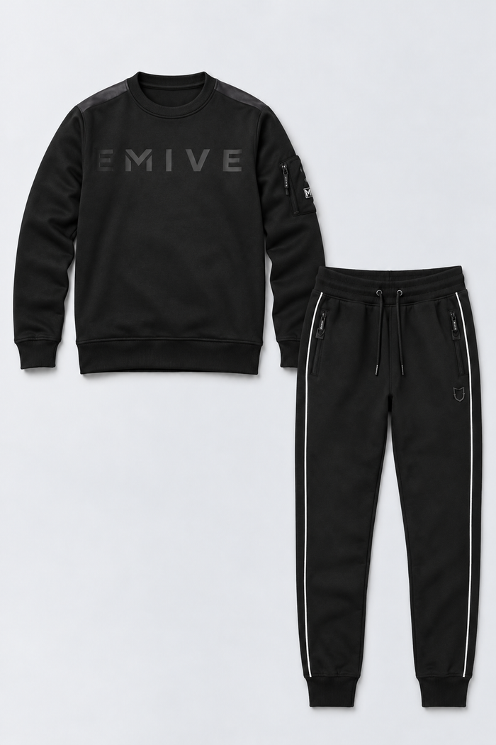 Kit Moletom Emive Careca Pocket + Calça Slimcut Preto