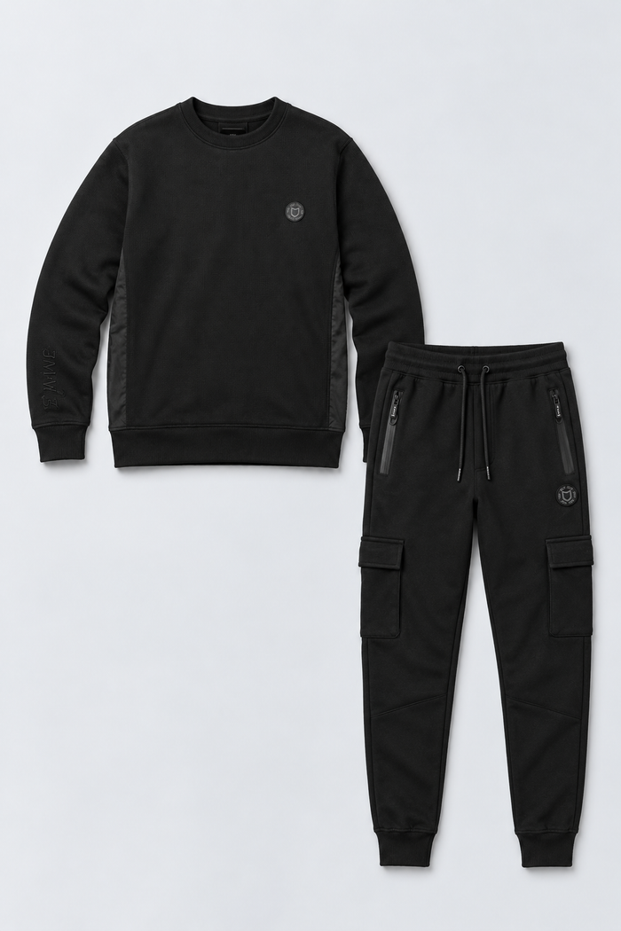 Kit Moletom Emive Careca Waffle + Calça Pockets Preto
