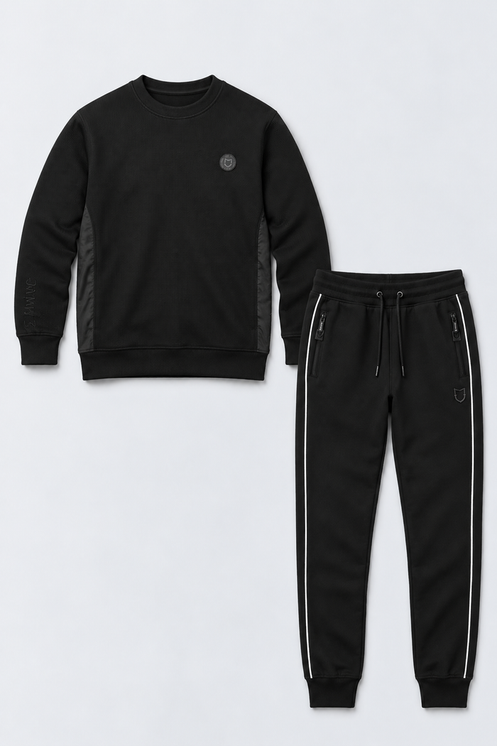 Kit Moletom Emive Careca Waffle + Calça Slimcut Preto