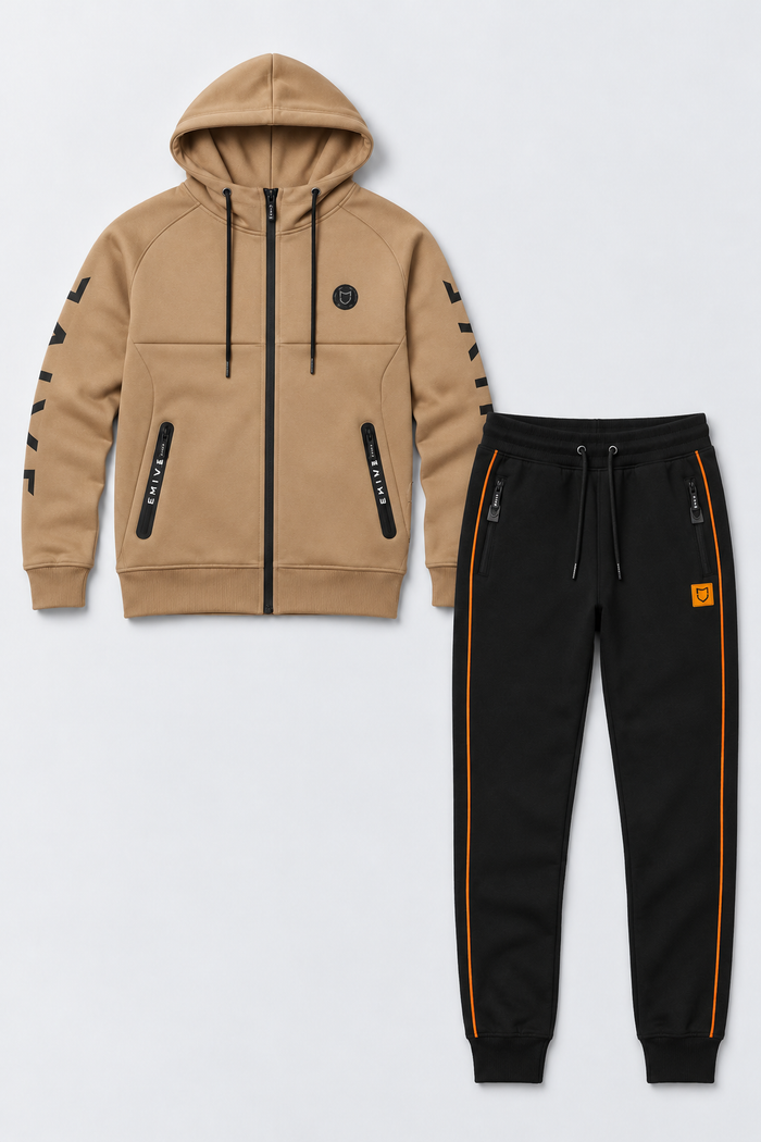 Kit Moletom Emive Rubber + Calça Slimcut Bege e Caramelo