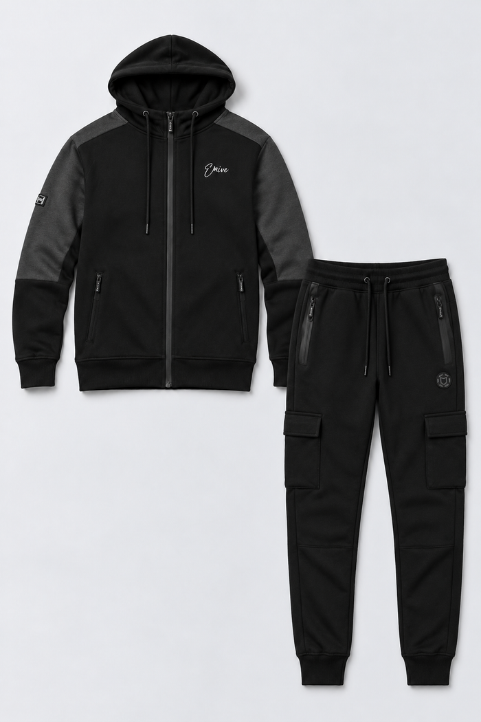 Kit Moletom Emive Shoulder + Calça Pockets Preto