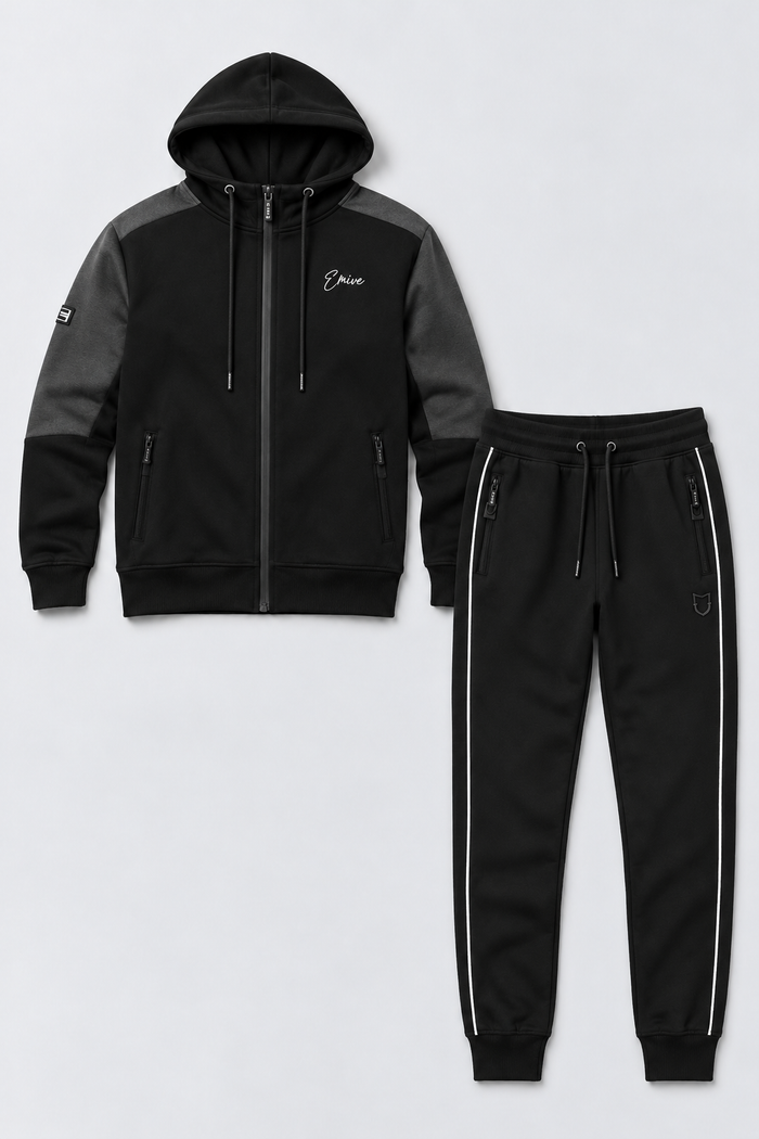 Kit Moletom Emive Shoulder + Calça Slimcut Preto