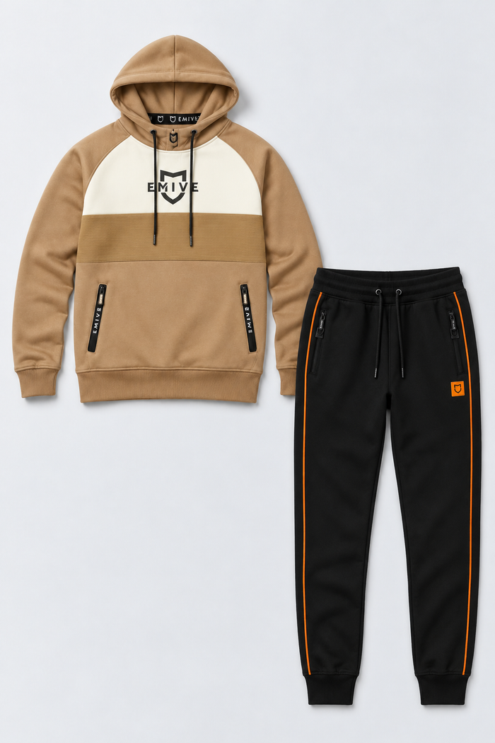 Kit Moletom Emive Soft + Calça Slimcut Bege e Caramelo